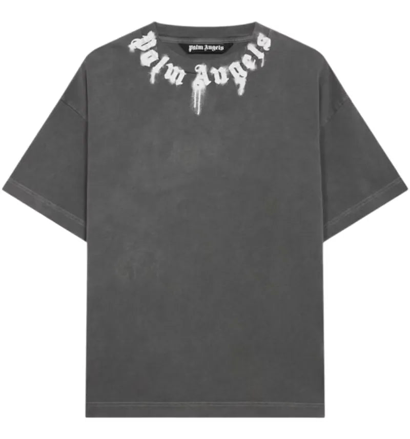 Palm Angels Curved Logo Graffiti T-shirt Grey - vue 360