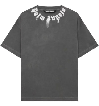 Palm Angels Curved Logo Graffiti T-shirt Grey - authentic Palm Angels apparel