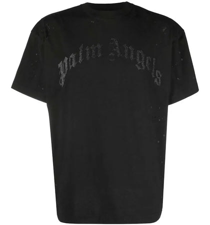 Palm Angels Glittered Logo Classic Tee Black - authentic Palm Angels product