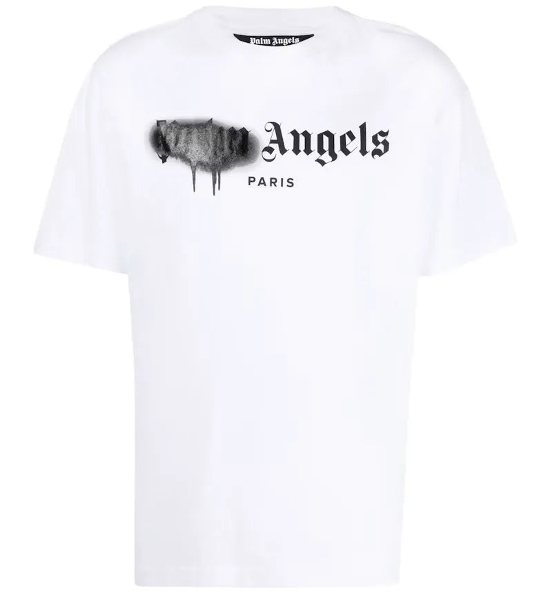 Palm Angels Paris Sprayed Logo T-shirt White - vue 360