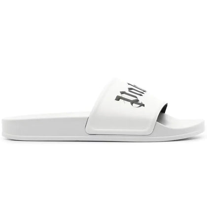 Palm Angels Logo Slide White Black - authentic Palm Angels sneakers
