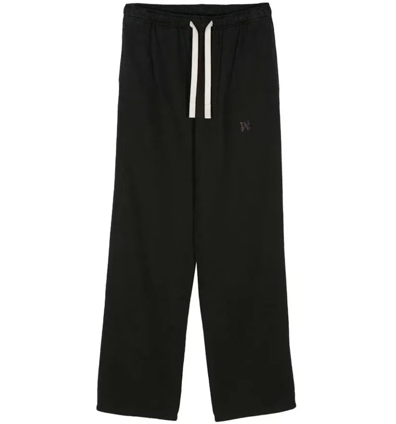 Palm Angels Monogram-Embroidered Straight Trousers Black - vue 360