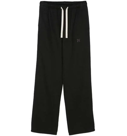 Palm Angels Monogram-Embroidered Straight Trousers Black - authentic Palm Angels product