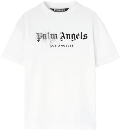 Palm Angels Rhinestone Sprayed Classic T-Shirt White/Black - authentic Palm Angels apparel