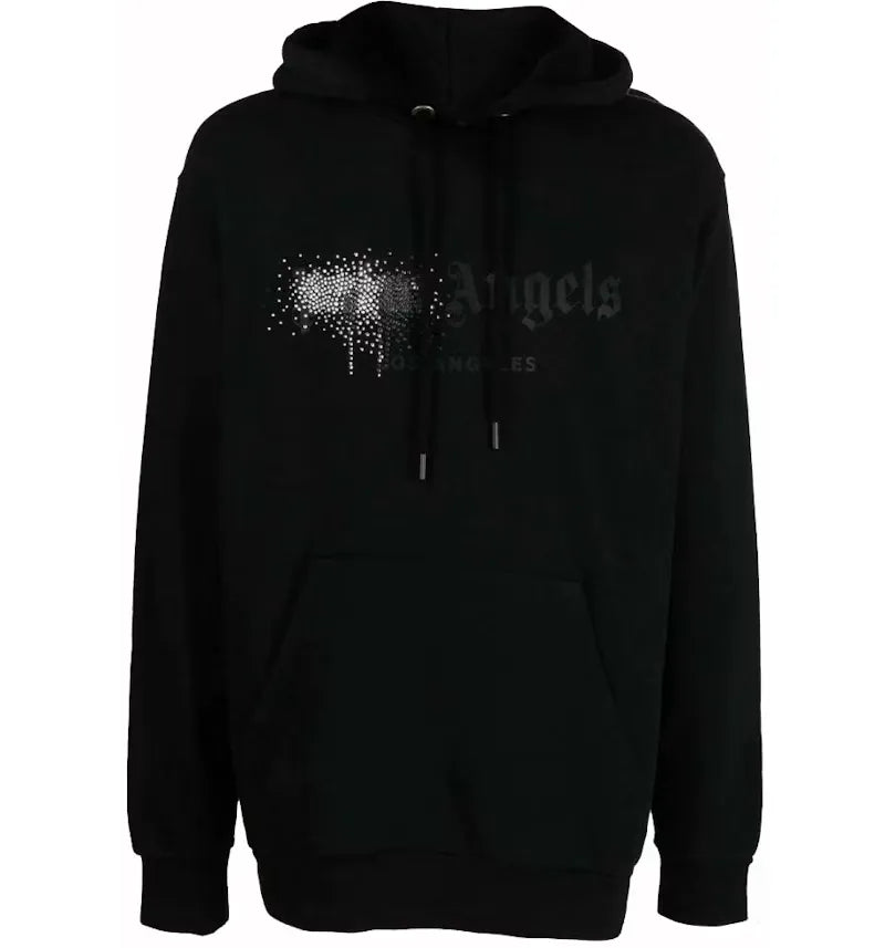 Palm Angels Rhinestone Sprayed Hoodie Black - vue 360
