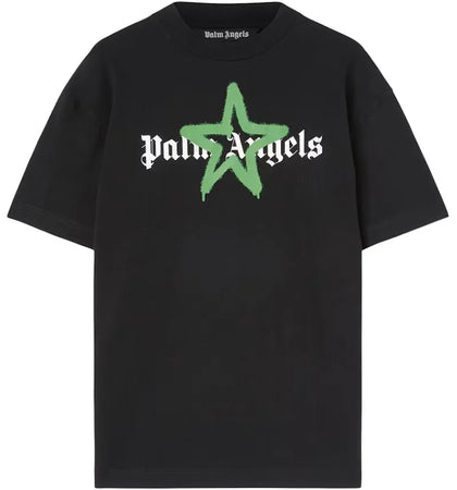 Palm Angels Star Sprayed T-shirt Black/Green - authentic Palm Angels apparel