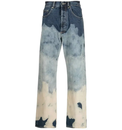 Palm Angels Tie-Dye Straight Fit Jeans Blue/White - authentic Palm Angels product