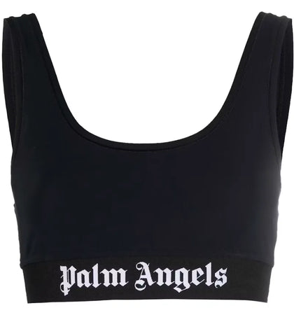 Palm Angels Womens Logo Bra Black/White - authentic Palm Angels product