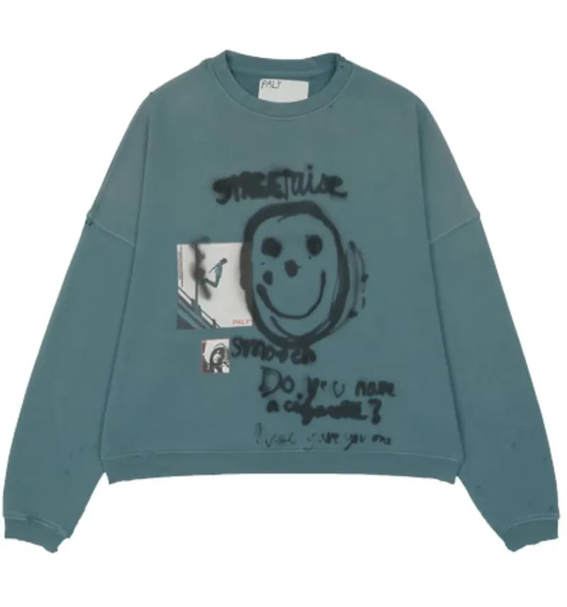 Paly Hollywood Streetwise Airbrush Crewneck Hoodie Teal - vue 360
