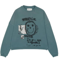 Paly Hollywood Streetwise Airbrush Crewneck Hoodie Teal