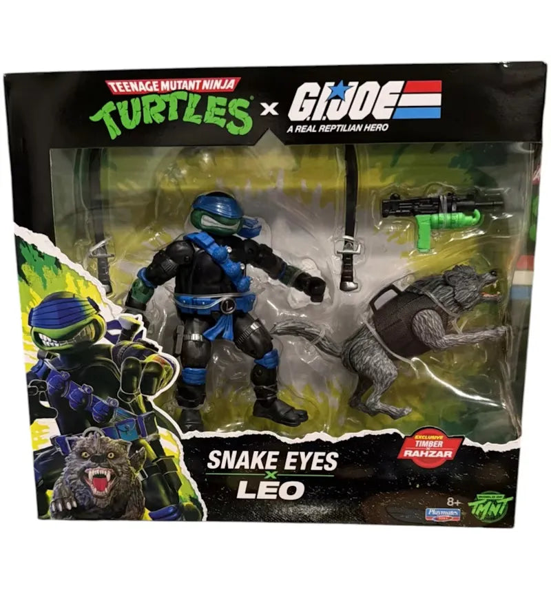 Playmates TMNT G.I. Joe Snake Eyes Leonardo x Timber Leo SDCC 2026 Action Figure Set - vue 360