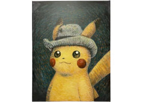 Pokemon Center x Van Gogh Museum: Pikachu Inspired by Self-Portrait with Grey Felt Hat Canvas Wall Art + COA - vue 360