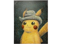 Pokemon Center x Van Gogh Museum: Pikachu Inspired by Self-Portrait with Grey Felt Hat Canvas Wall Art + COA