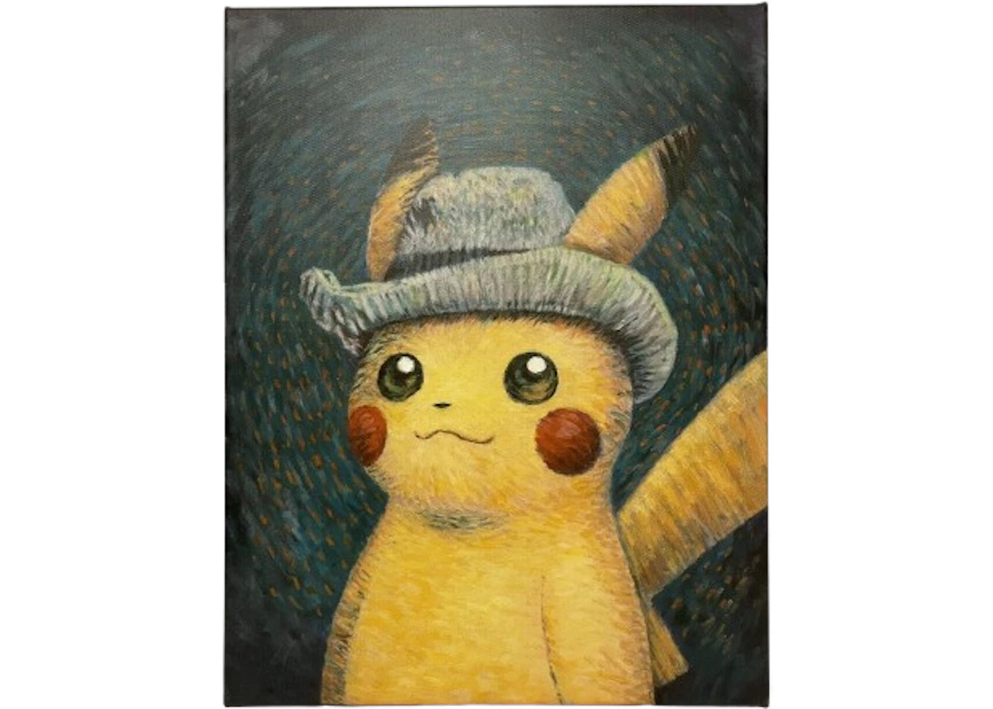 Pokemon Center x Van Gogh Museum: Pikachu Inspired by Self-Portrait with Grey Felt Hat Canvas Wall Art + COA - vue secondaire A