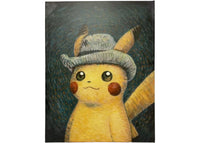 Pokemon Center x Van Gogh Museum: Pikachu Inspired by Self-Portrait with Grey Felt Hat Canvas Wall Art + COA