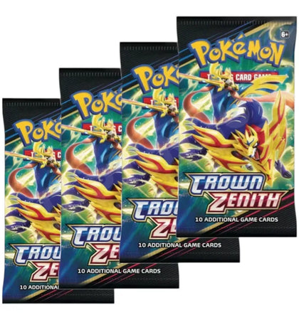 Pokémon Sword & Shield Crown Zenith Booster Pack 4x Lot (Artwork May Vary) - authentic Pokemon product