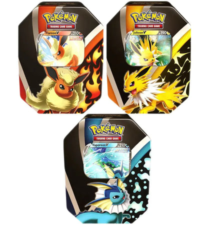 Pokémon TCG Eevee Evolutions Tin Vaporeon V/Jolteon V/Flareon V 3x Bundle - authentic Pokemon product