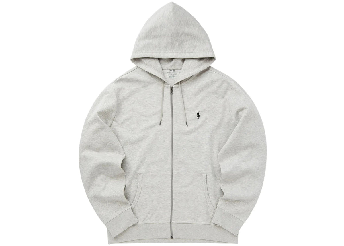 Polo Ralph Lauren Double Knit Zip-Up Hoodie Light Sport Heather/Navy - vue 360