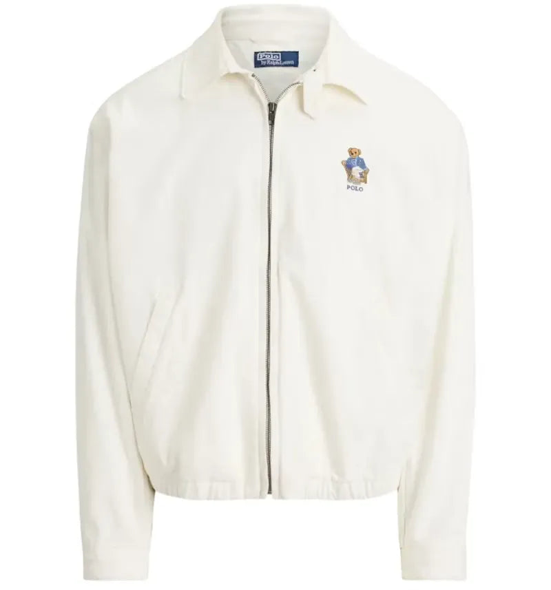 Polo Ralph Lauren Long-Sleeve Big Fit Piece-Dyed Twill Novelty Bear Windbreaker Paper White - vue 360