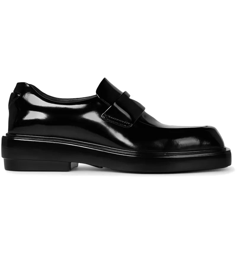 Prada Brushed Leather Loafers Black (Women's) - vue 360