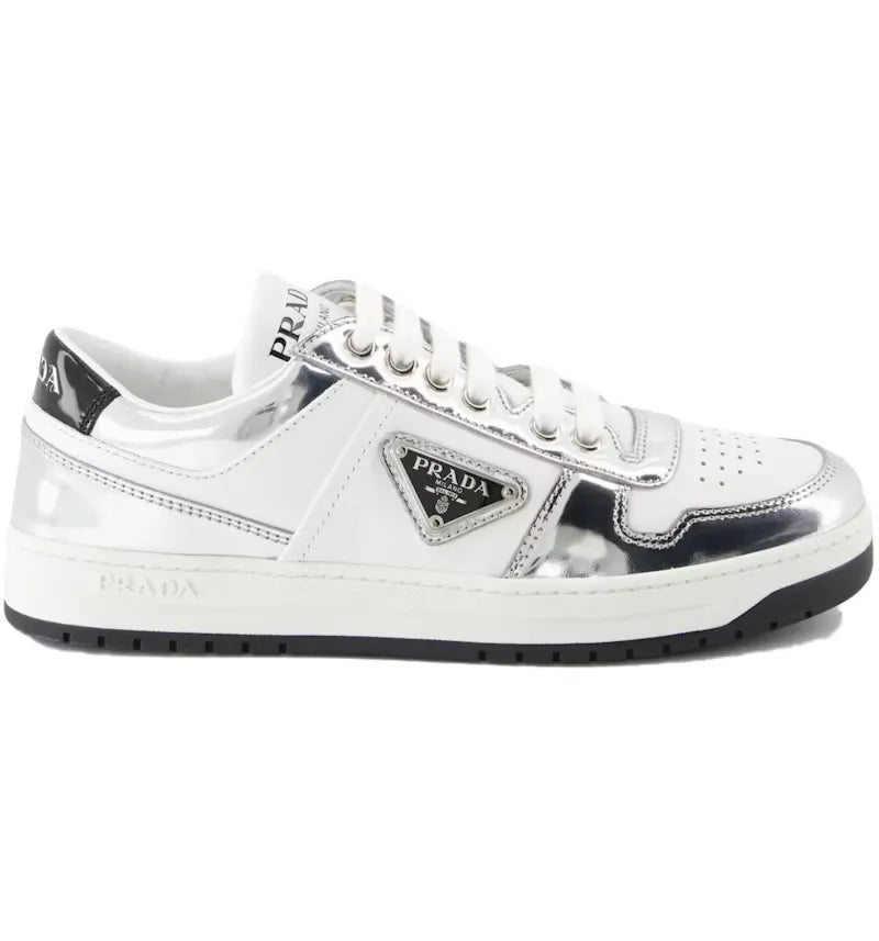 Prada Downtown Low Top White Metallic Silver (Women's) - vue 360