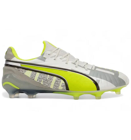 Puma King Ultimate Forever FG/AG Feather Gray Electric Lime White Flat Light Gray - authentic Puma sneakers