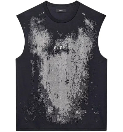Purple Brand Textured Sleeveless T-shirt Black - authentic Purple Brand apparel