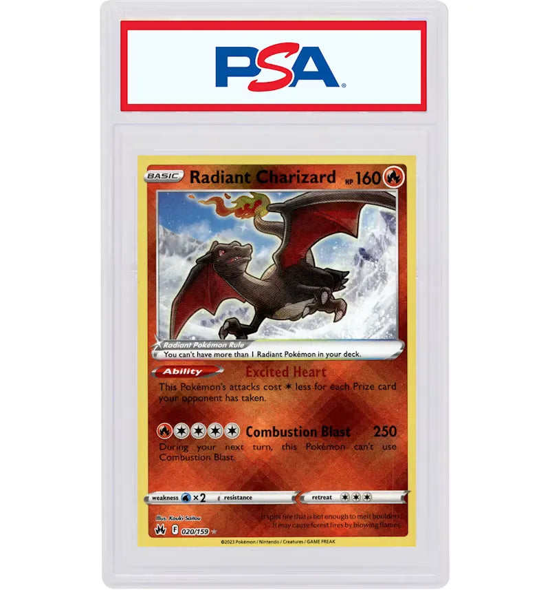 Radiant Charizard 2023 Pokémon Sword & Shield Crown Zenith #020/159 (PSA or BGS Graded) - vue 360