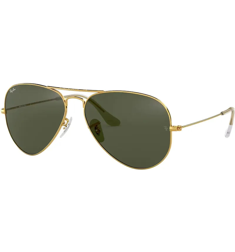 Ray-Ban Aviator Classic Non-Polarized Sunglasses Polished Gold Frame/Green Classic G-15 Lens (RB3025 L0205 58-14) - vue 360