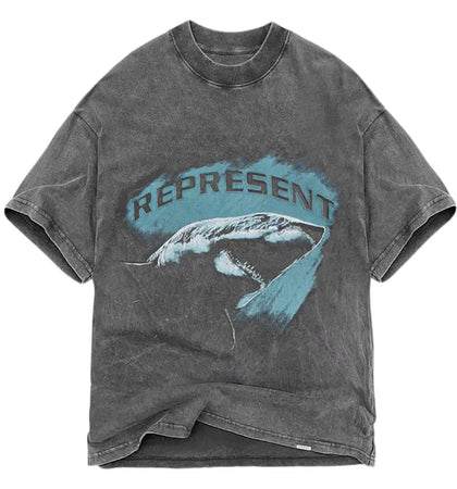 Represent Shark T-Shirt Vintage Grey - authentic Represent apparel