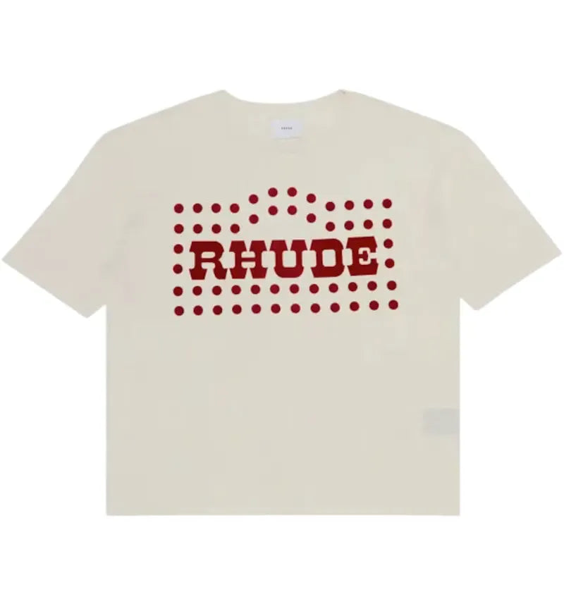 Rhude Flocked Burnout T-Shirt White - vue 360