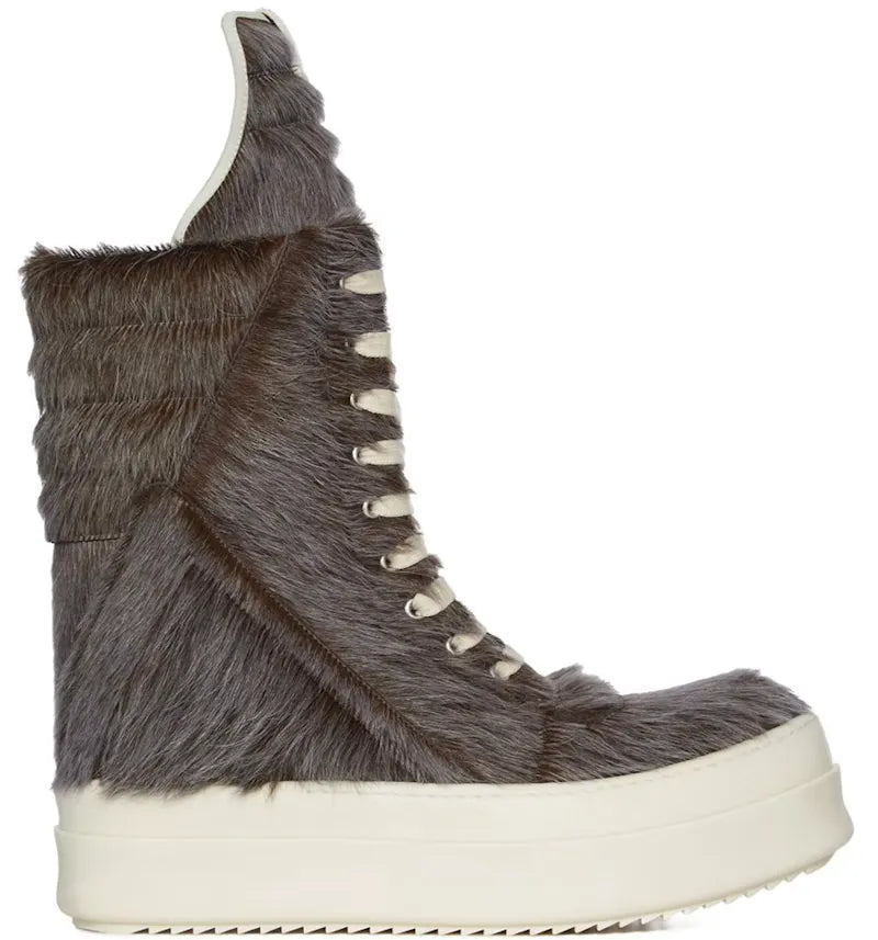 Rick Owens Concordians Mega Geobasket Unshaved Cow Leather Indigo Milk - vue 360