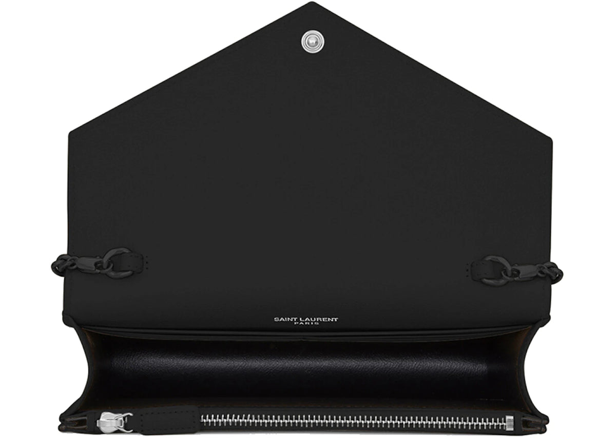 Saint Laurent Envelope Chain Wallet Grain De Poudre Black - vue secondaire B