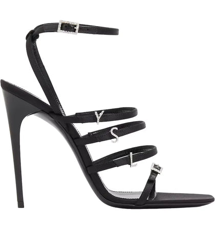 Saint Laurent Jerry Crepe Satin Sandal Black (Womens) - authentic Saint Laurent sneakers