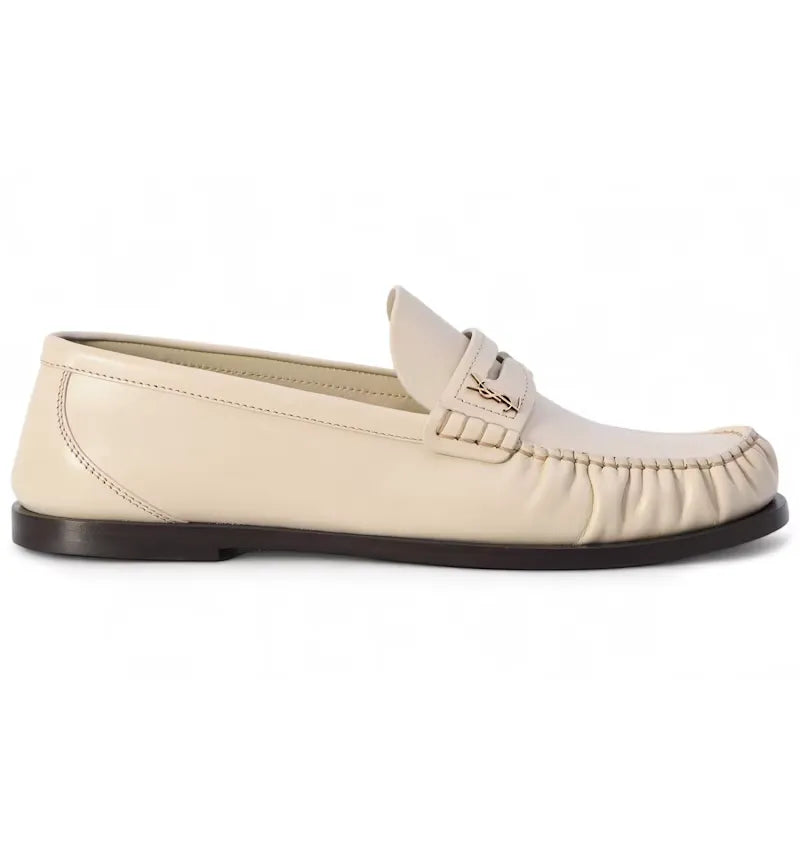 Saint Laurent Laurent Loafers Smooth Leather Marble White (Women's) - vue 360