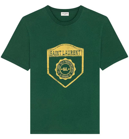 Saint Laurent Logo T-Shirt Green - authentic Saint Laurent apparel