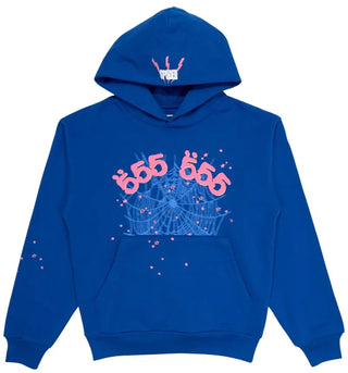 Sp5der Angel Number Hoodie Blue - authentic Sp5der apparel