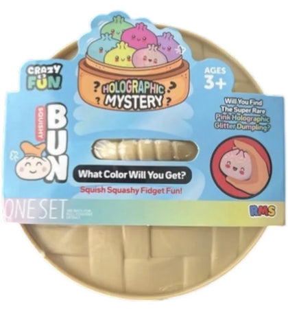 Squishy Bun Holographic Mystery Squishy "Dumpling" (Pink Holographic Glitter Chase Version) Blind Box - authentic Squishy...