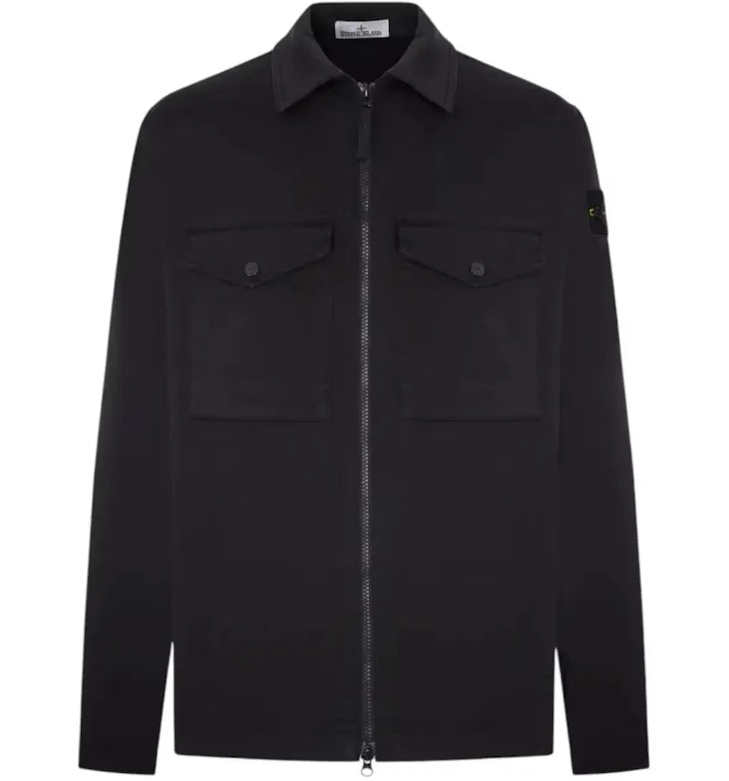 Stone Island 1200010 Zip-up with Chest Pockets Overshirt Black - vue 360