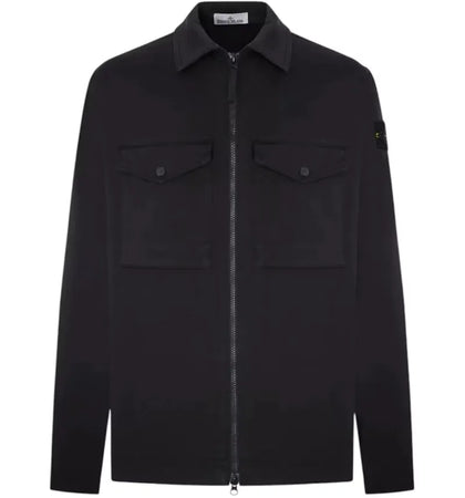 Stone Island 1200010 Zip-up with Chest Pockets Overshirt Black - authentic Stone Island apparel