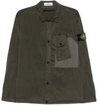 Stone Island 120009 Nylon Metal Longsleeve Chest Pocket Shirt Coal Grey