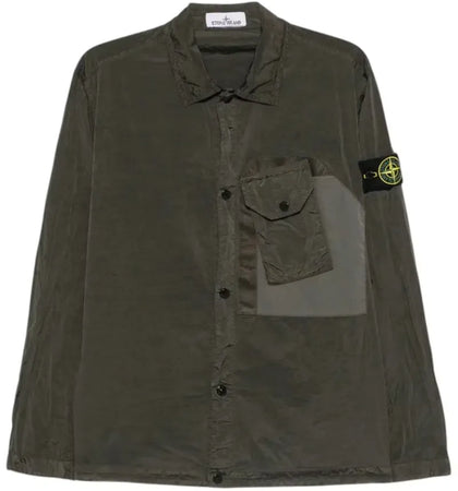 Stone Island 120009 Nylon Metal Longsleeve Chest Pocket Shirt Coal Grey - authentic Stone Island apparel