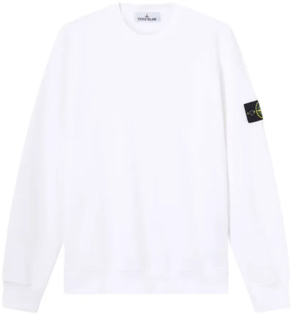 Stone Island 6100060 Organic Cotton Fleece Crewneck White - authentic Stone Island product
