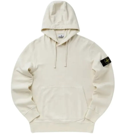 Stone Island 6100062 Organic Cotton Fleece Regular Fit Hooded Sweatshirt Ivory - authentic Stone Island apparel