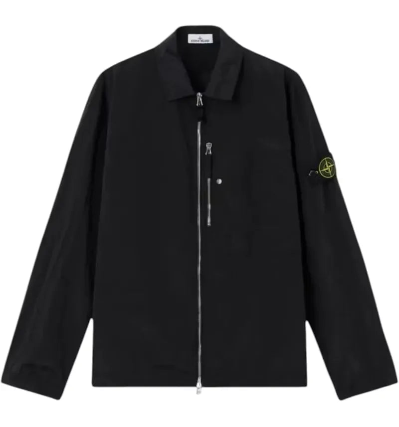 Stone Island Basic Shirt Coat Black - vue 360