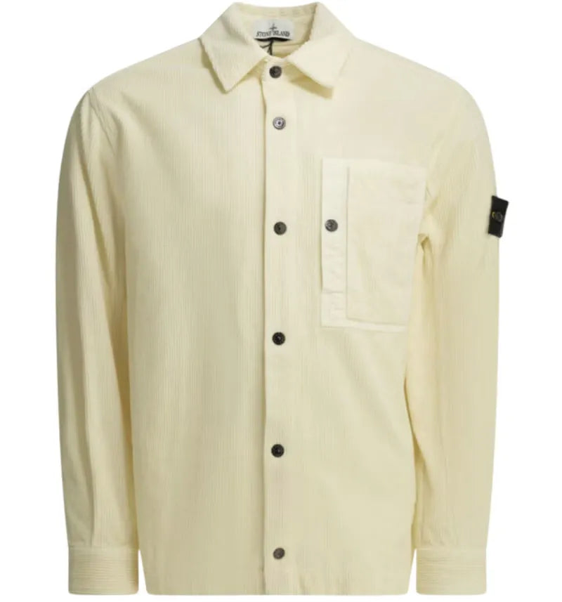 Stone Island Corduroy 800 Overshirt White - vue 360