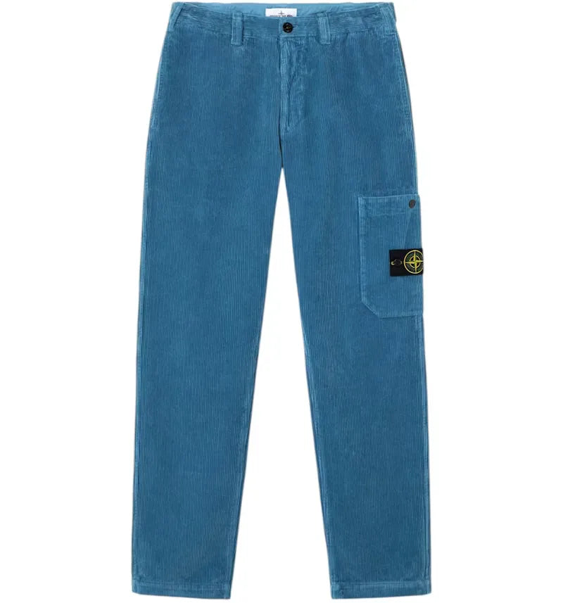 Stone Island Organic Cotton Corduroy 800 3100039 Pants Steel Blue - vue 360