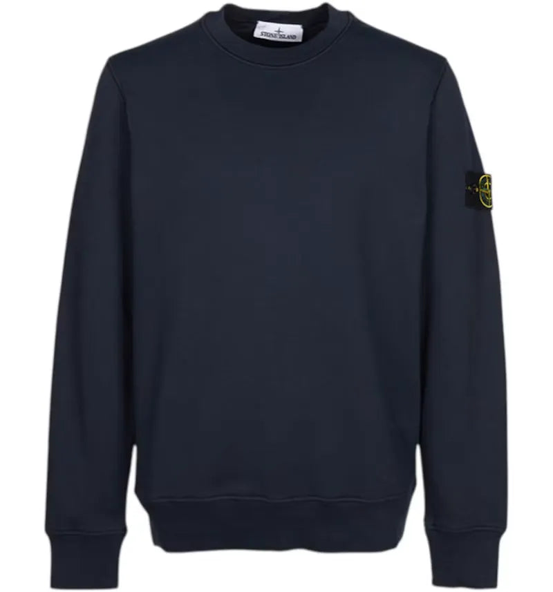 Stone Island Organic Cotton Fleece Crewneck Navy - vue 360