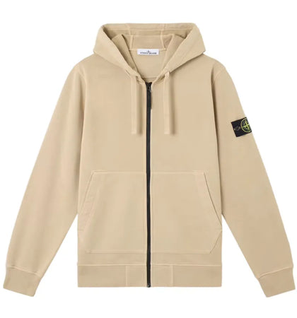 Stone Island Organic Cotton Fleece Regular Fit Zip-Up Sweatshirt Desert - authentic Stone Island apparel