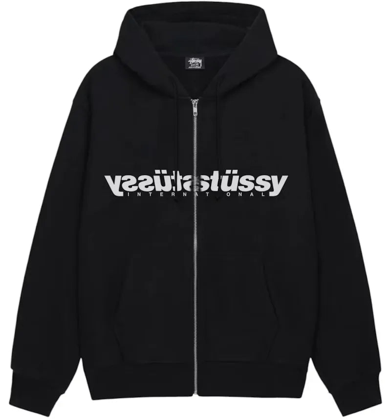Stussy Mirror Zip Hoodie Black - vue 360